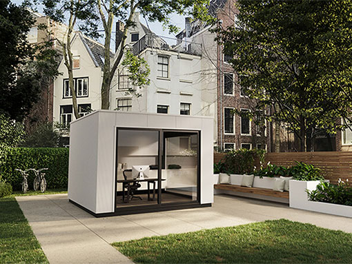 Iso bella vivlux tuinkantoor wit met grasveld