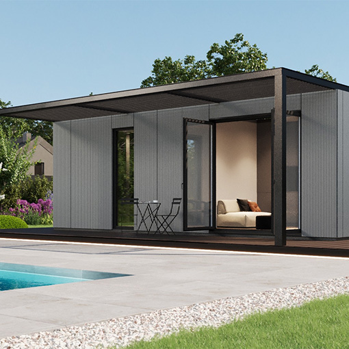Vivlux portfolio poolhouse met overkapping