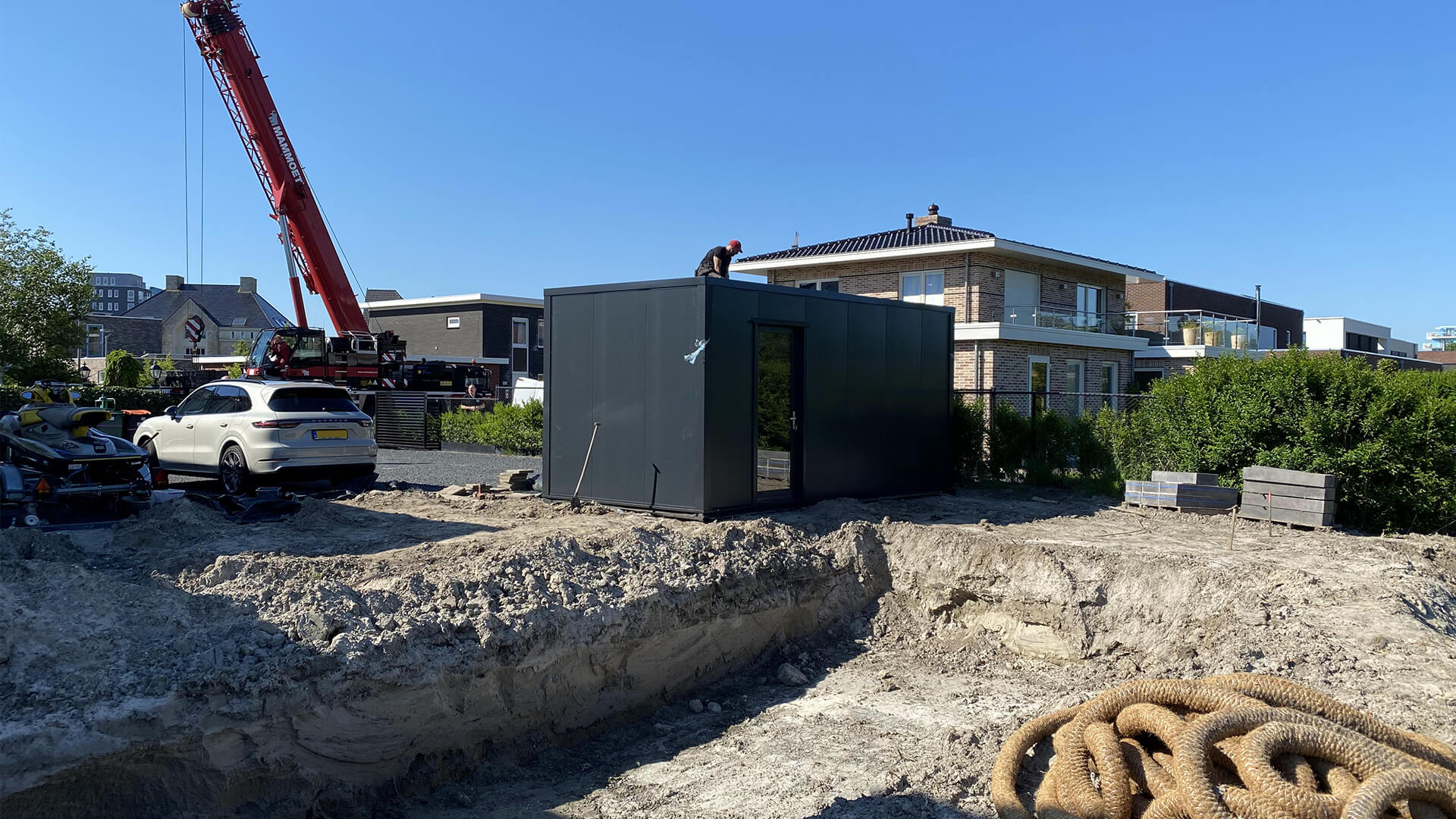 Tuinkantoor donker grijs